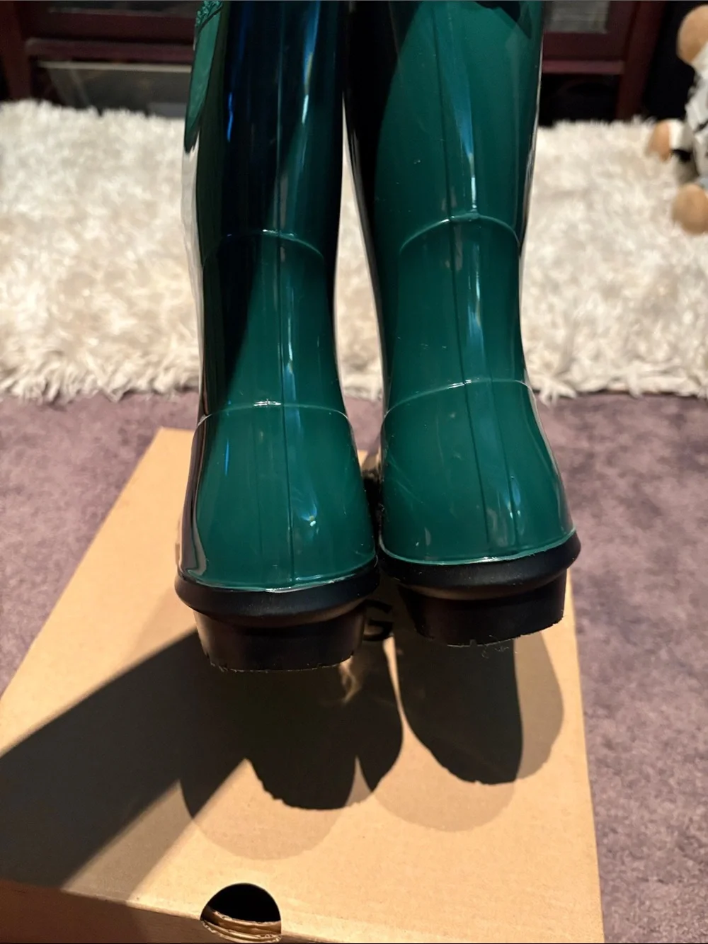 UGG Women's Deep Teal Glossy Waterproof Rain Boots